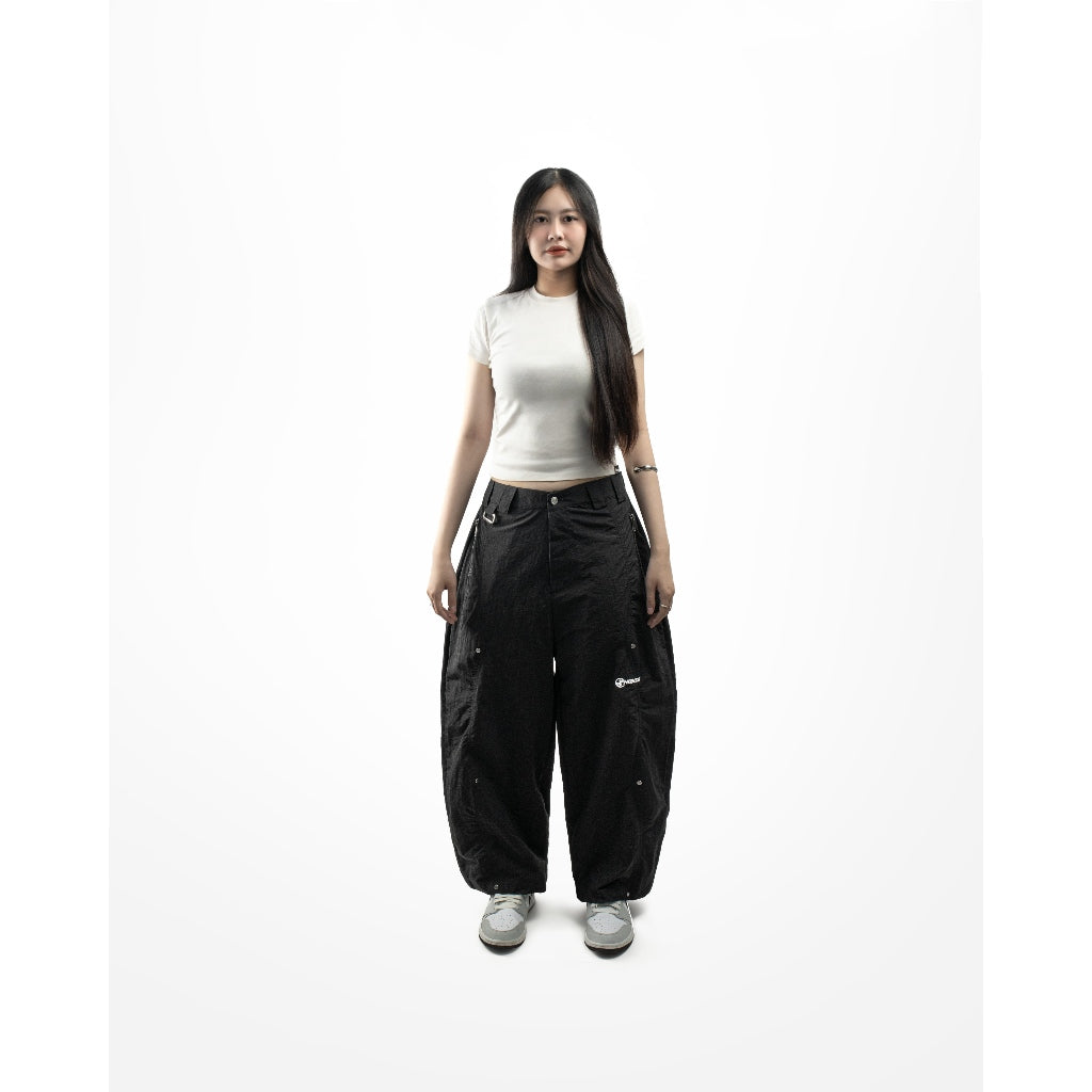 NEEDS OF WISDOM Button Nylon Pants - Black - Genuine Local Brand