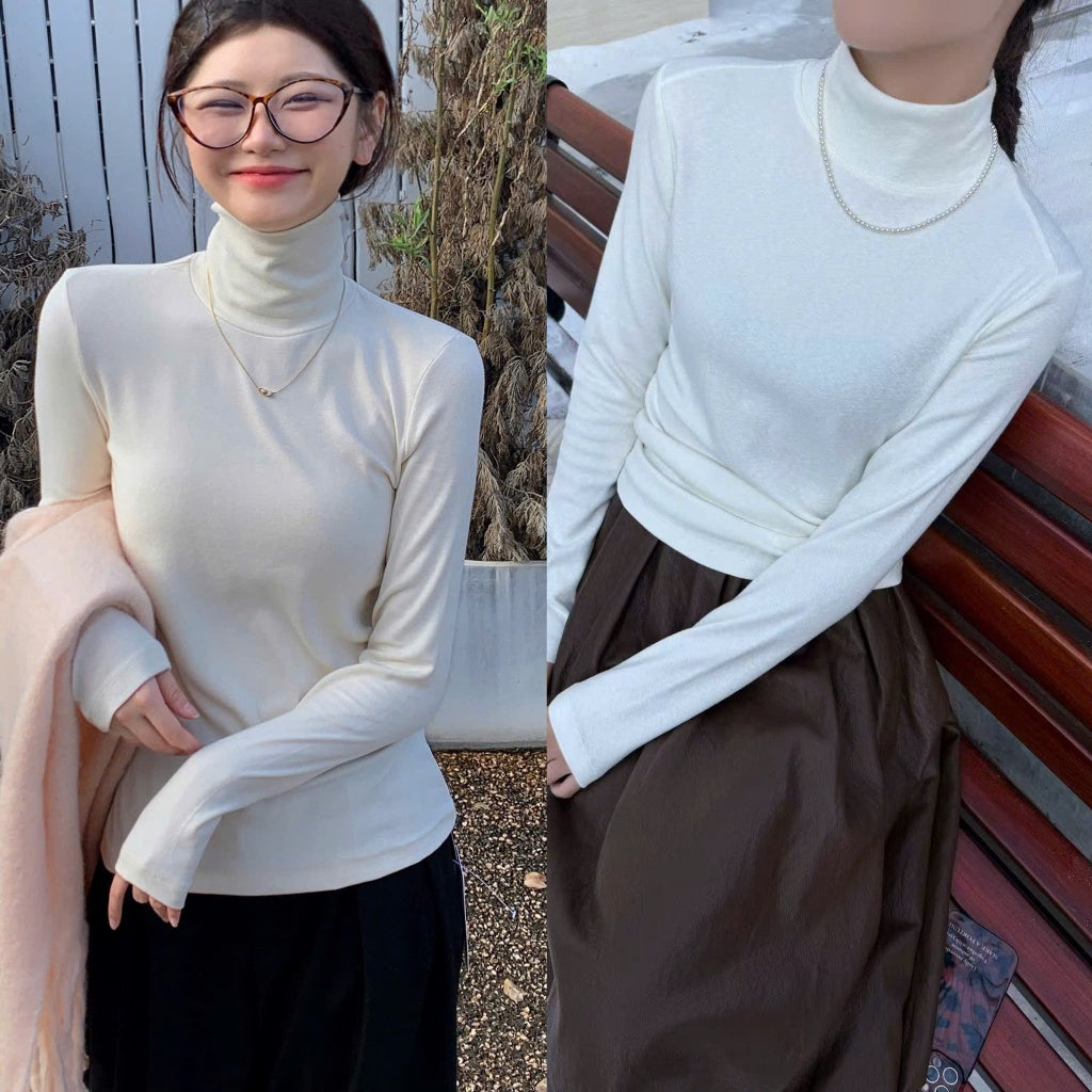 ECOCHIC Women's Thermal Shirt High Neck (Two Types) Bodycon Goat Fur Lining Keeps Warm in Winter High Quality Material C084 C085 