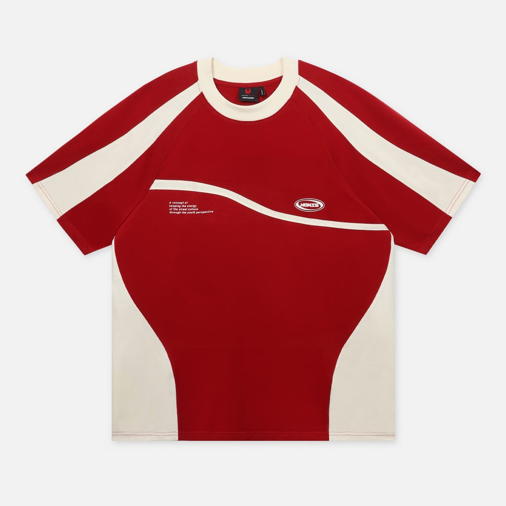 NEEDS OF WISDOM Mixed Boxy Raglan Tee - Cream/Red - Authentic Local Brand