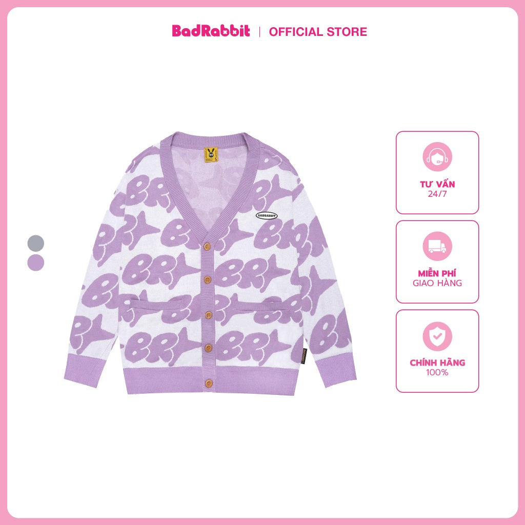 Unisex Bad Rabbit PURPLE CARTOON CARDIGAN Wool Jacket - Genuine Local Brand