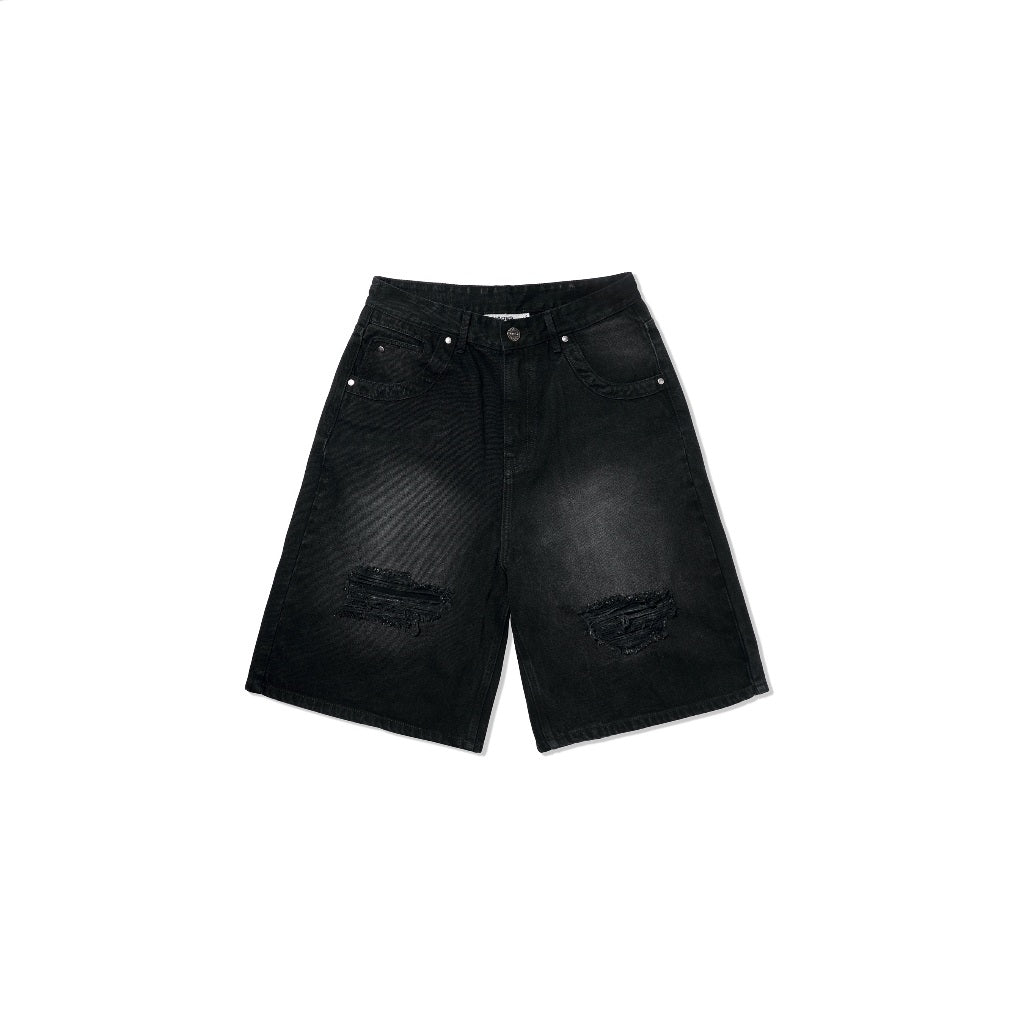 HADES Blackout Distress Wash Jean Shorts - HADES Brand genuine Unisex jean shorts