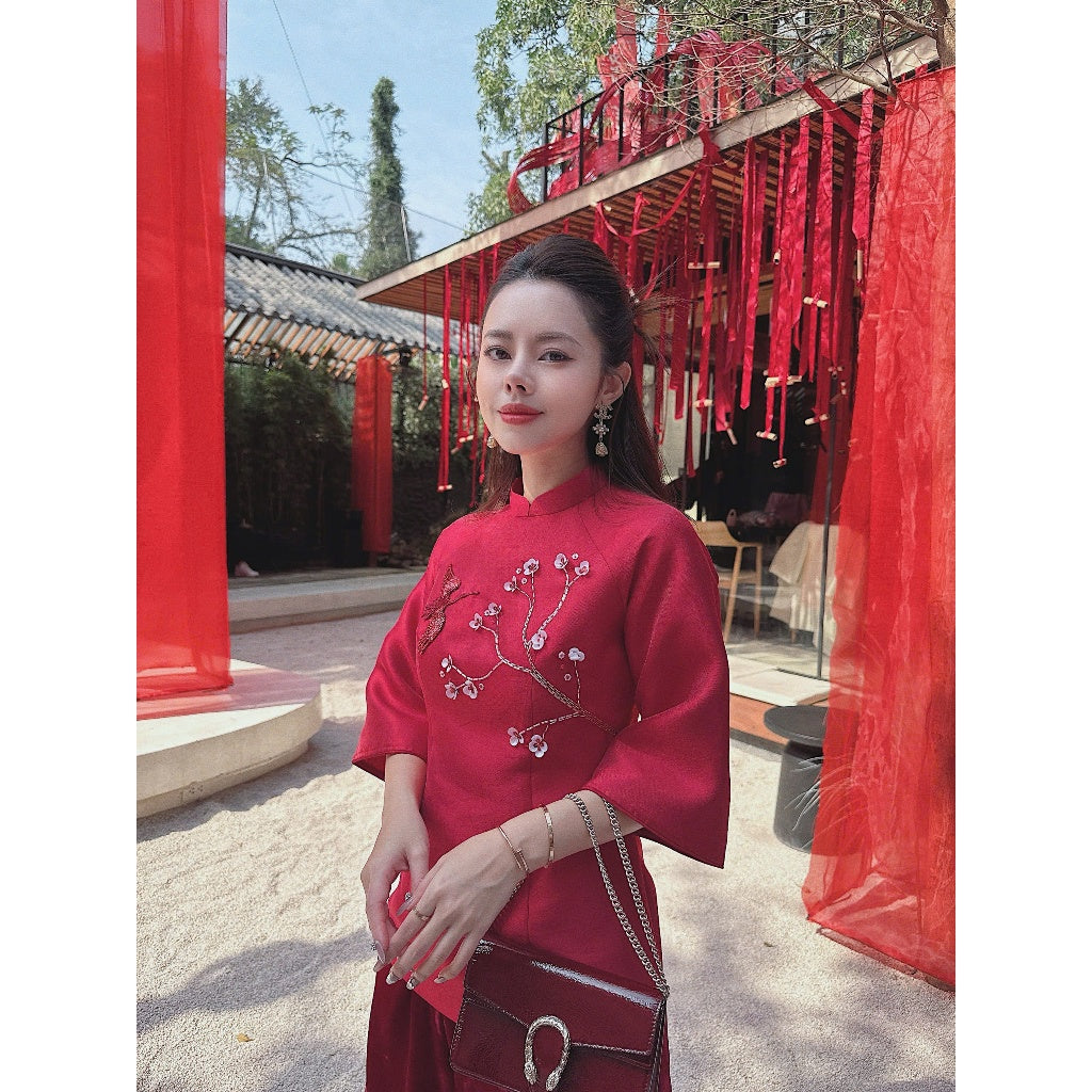 [PRE-ORDER] French dress with floral embroidery and velvet pants Ngoc Duong 