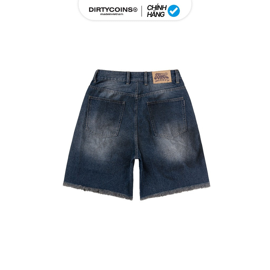 DirtyCoins Double Knee Shorts Distress Blue Wash