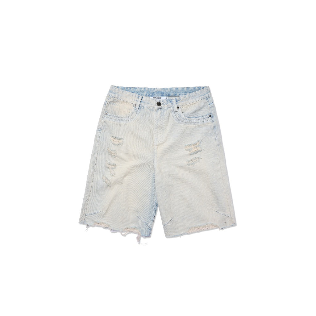 HADES Trio Star Wash Jean Shorts - HADES Brand genuine Unisex jean shorts