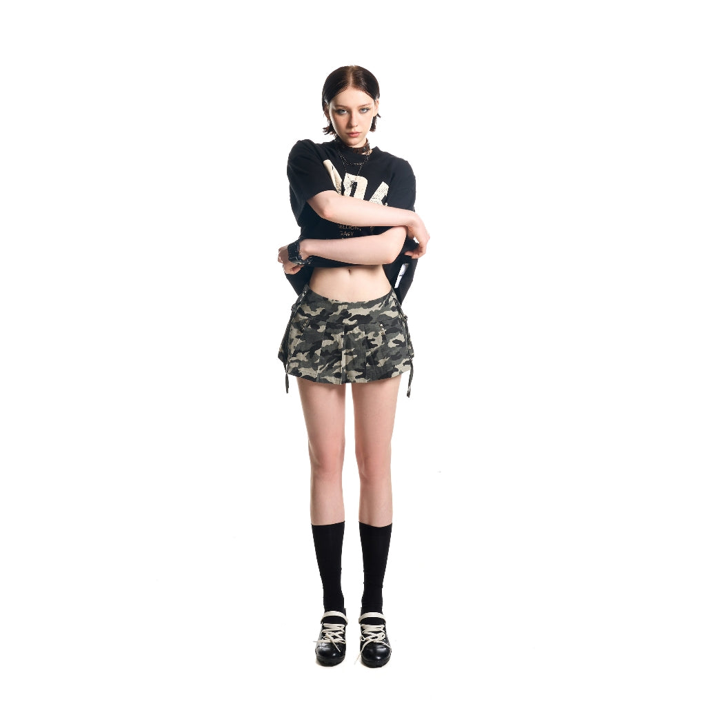 HADES Khaki Camo Mini Skirt - Genuine HADES Brand Unisex khaki camo short skirt