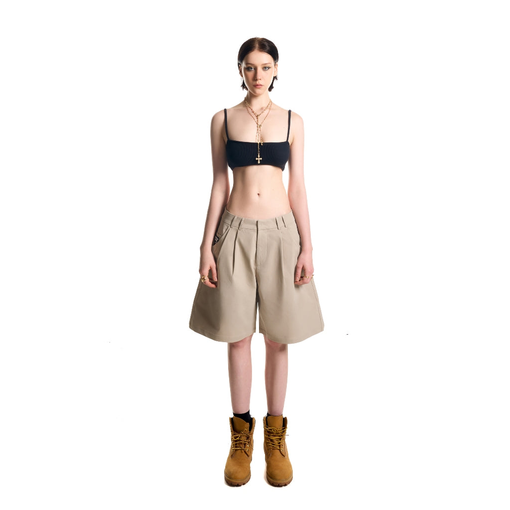 HADES Pleated Casual Shorts TAN - Genuine HADES Brand Unisex cotton khaki shorts