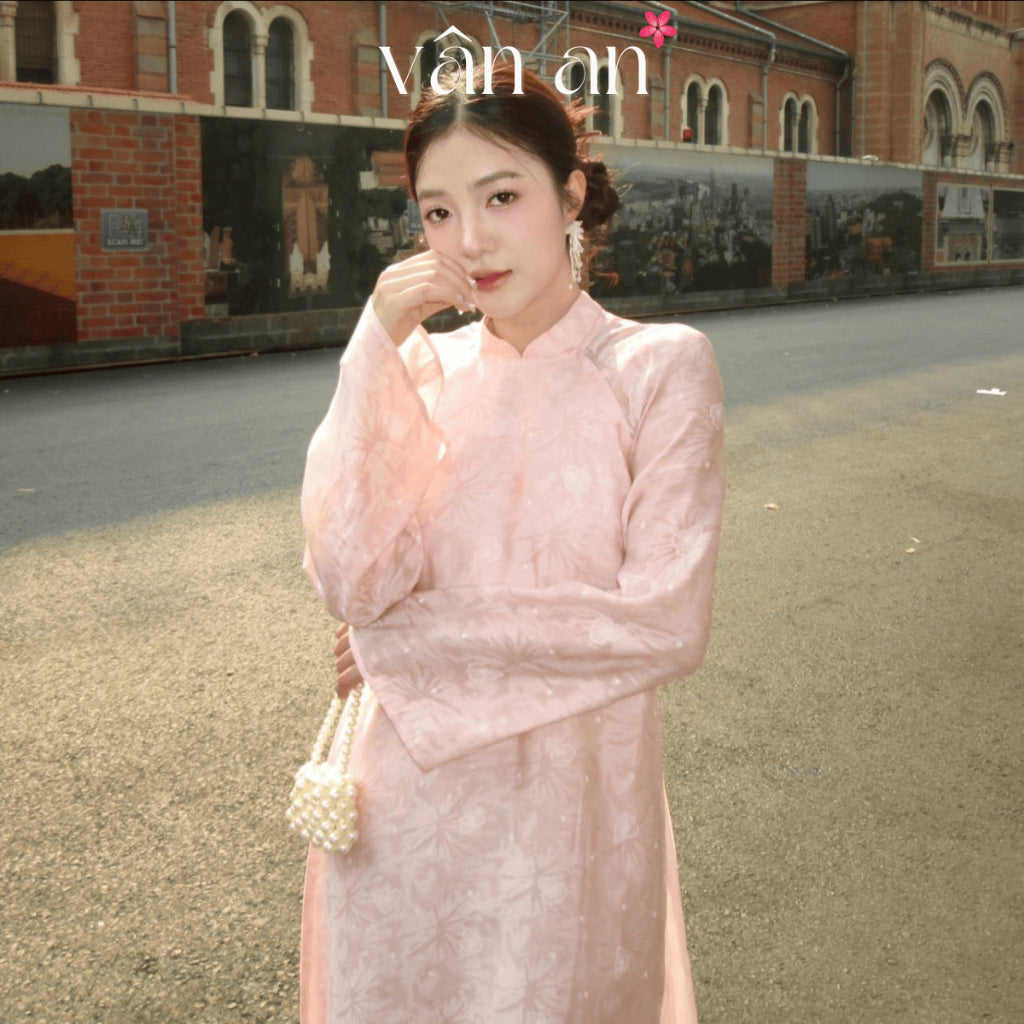 [VAN AN - TET 2026] Ao Dai THUONG XUAN - 4-Panel Design, Crep Silk Material with Lightly Printed Patterns - (AVAILABLE)