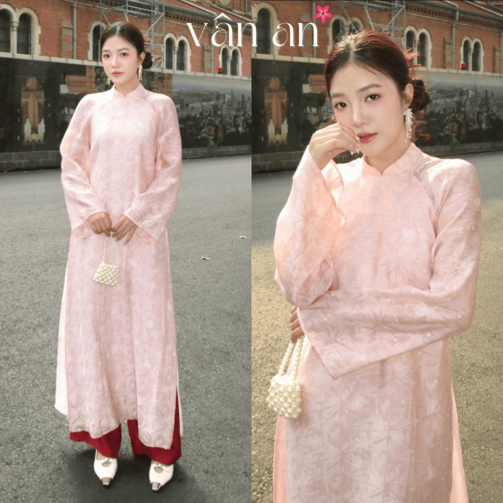 [VAN AN - TET 2026] Ao Dai THUONG XUAN - 4-Panel Design, Crep Silk Material with Lightly Printed Patterns - (AVAILABLE)