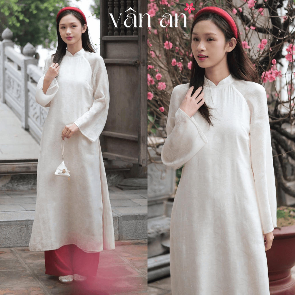 [VAN AN - TET 2026] Ao Dai THUONG XUAN - 4-Panel Design, Crep Silk Material with Lightly Printed Patterns - (AVAILABLE)