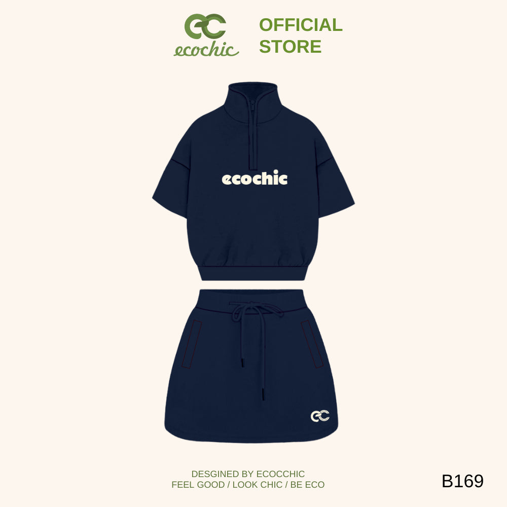 ECOCHIC SWEET LUX SET Halfzip Crop Shirt with Skirt Made of High Quality, Soft, Genuine Material B169 