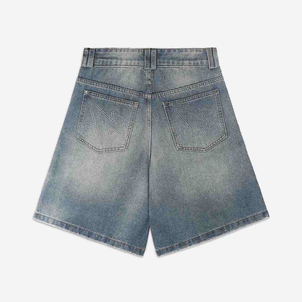 NEEDS OF WISDOM Wide Fit Denim Shorts - Washed Blue - Genuine Local Brand