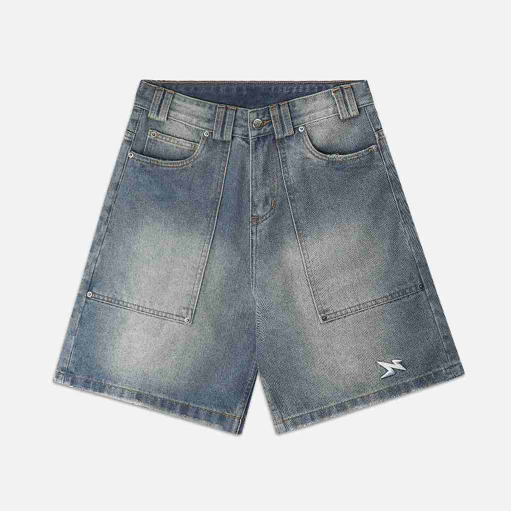 NEEDS OF WISDOM Wide Fit Denim Shorts - Washed Blue - Genuine Local Brand