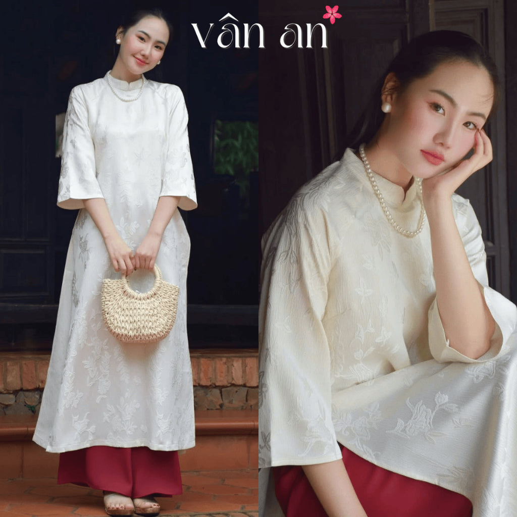 [VAN AN - TET 2026] XUAN LAM Ao Dai - Straight-cut 2-panel design, High-quality Woven Floral Chau Sa Brocade - (AVAILABLE)