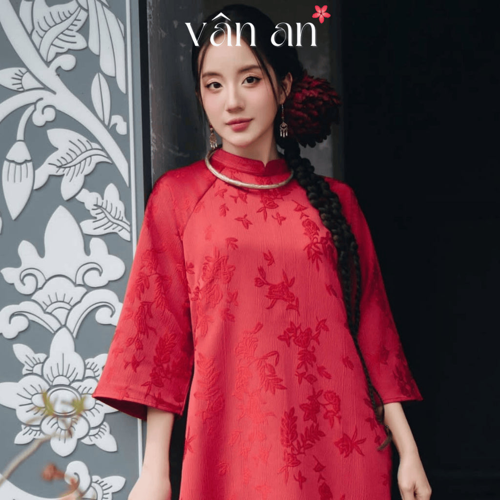 [VAN AN - TET 2026] XUAN LAM Ao Dai - Straight-cut 2-panel design, High-quality Woven Floral Chau Sa Brocade - (AVAILABLE)