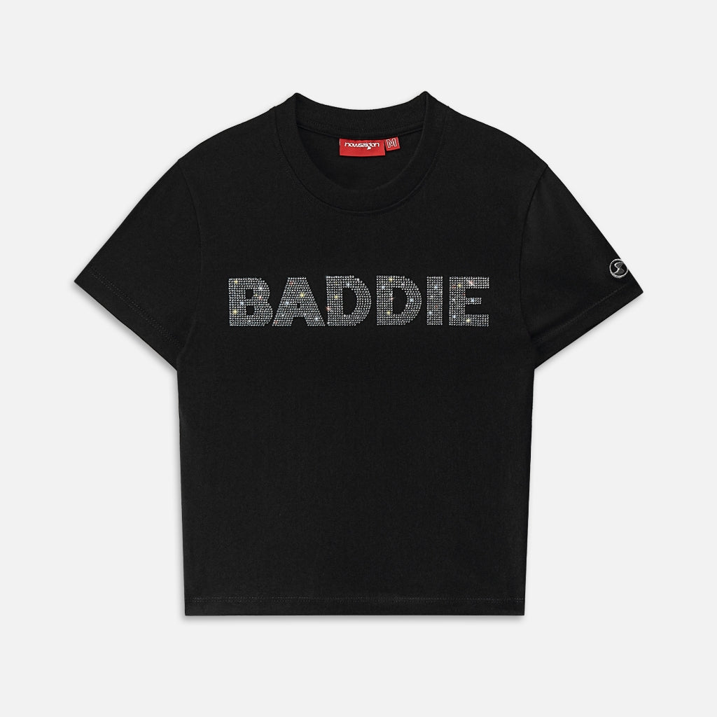 NEEDS OF WISDOM Rhinestone Baddie Baby Tee - Black - Authentic Local Brand