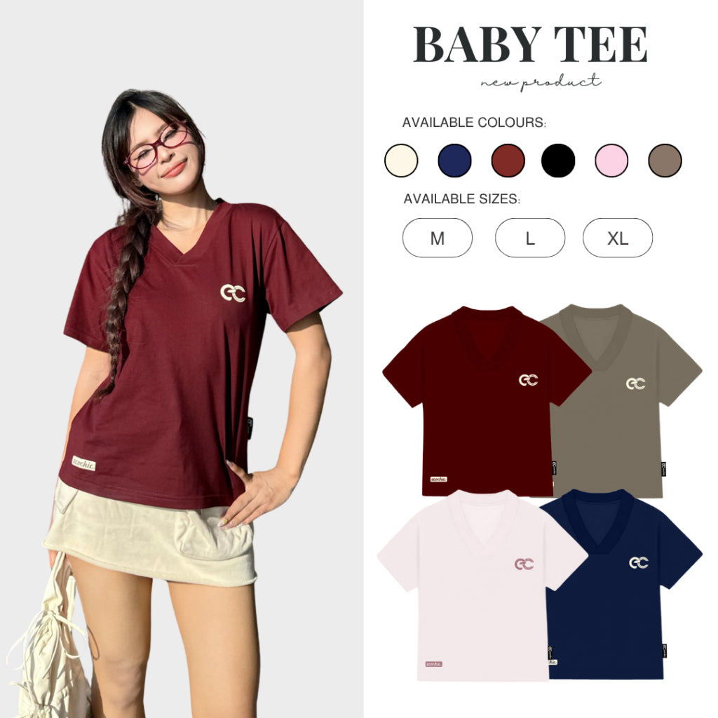 Áo Phông Baby Tee Cổ Tim ECOCHIC Chất Liệu Thun Mỹ Co Giãn 4 Chiều Vừa Vặn Local Brand Chính Hãng B163