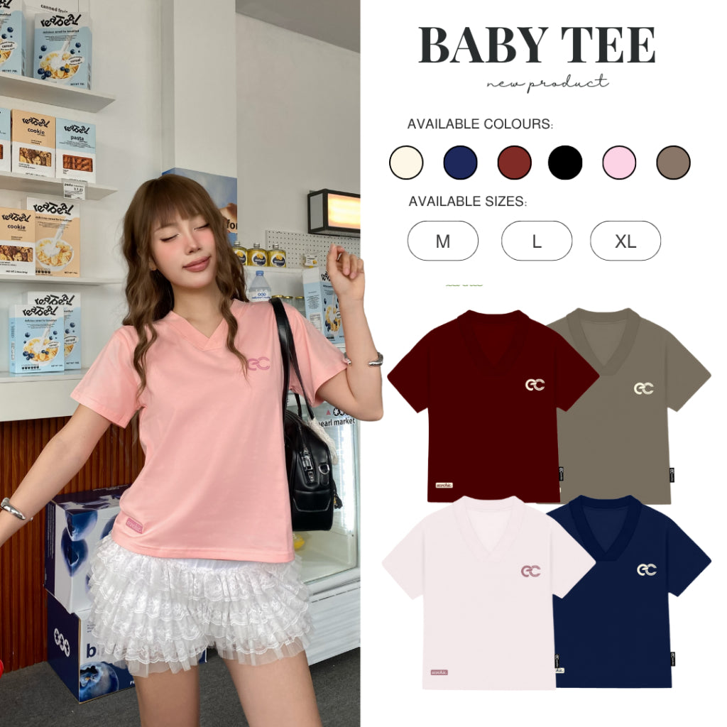 Áo Phông Baby Tee Cổ Tim ECOCHIC Chất Liệu Thun Mỹ Co Giãn 4 Chiều Vừa Vặn Local Brand Chính Hãng B163