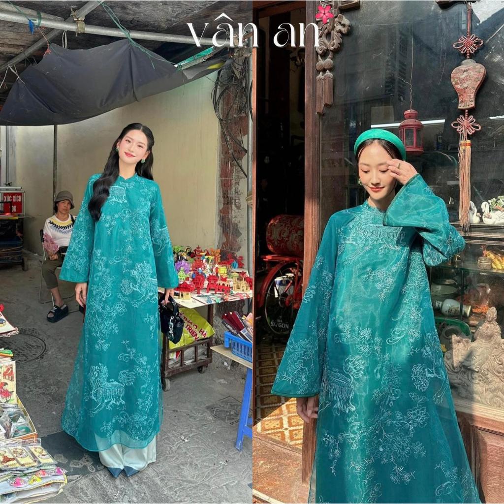 [VAN AN - TET 2026] BICH SU Ao Dai - Straight Fit, Long Sleeves - High Quality Oganza Silk Material with Unicorn Embroidered Pattern - (AVAILABLE)