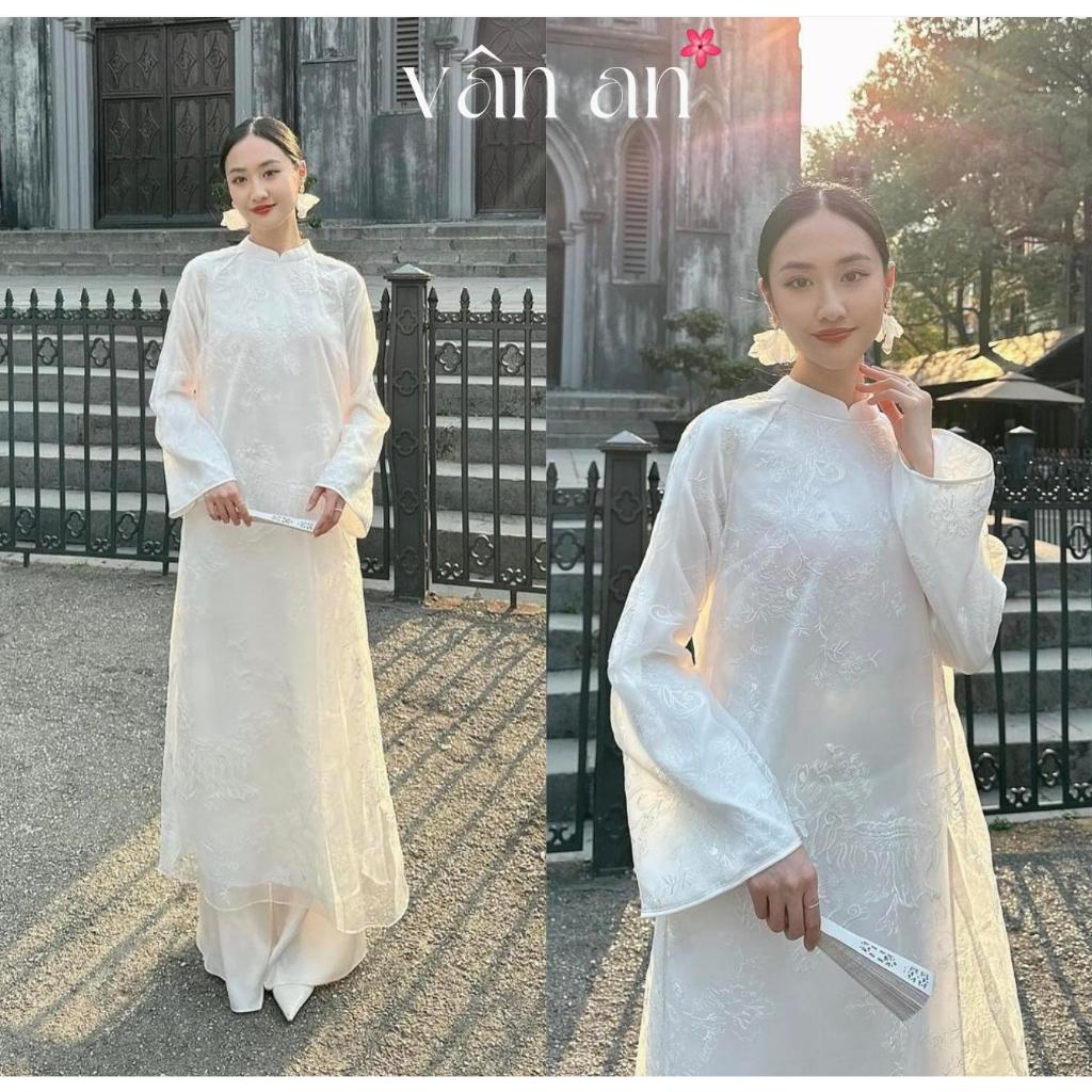[VAN AN - TET 2026] BICH SU Ao Dai - Straight Fit, Long Sleeves - High Quality Oganza Silk Material with Unicorn Embroidered Pattern - (AVAILABLE)