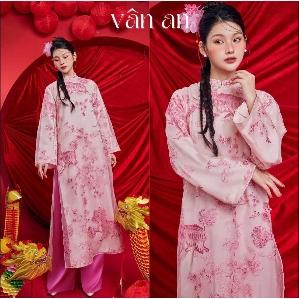 [VAN AN - TET 2026] BICH SU Ao Dai - Straight Fit, Long Sleeves - High Quality Oganza Silk Material with Unicorn Embroidered Pattern - (AVAILABLE)