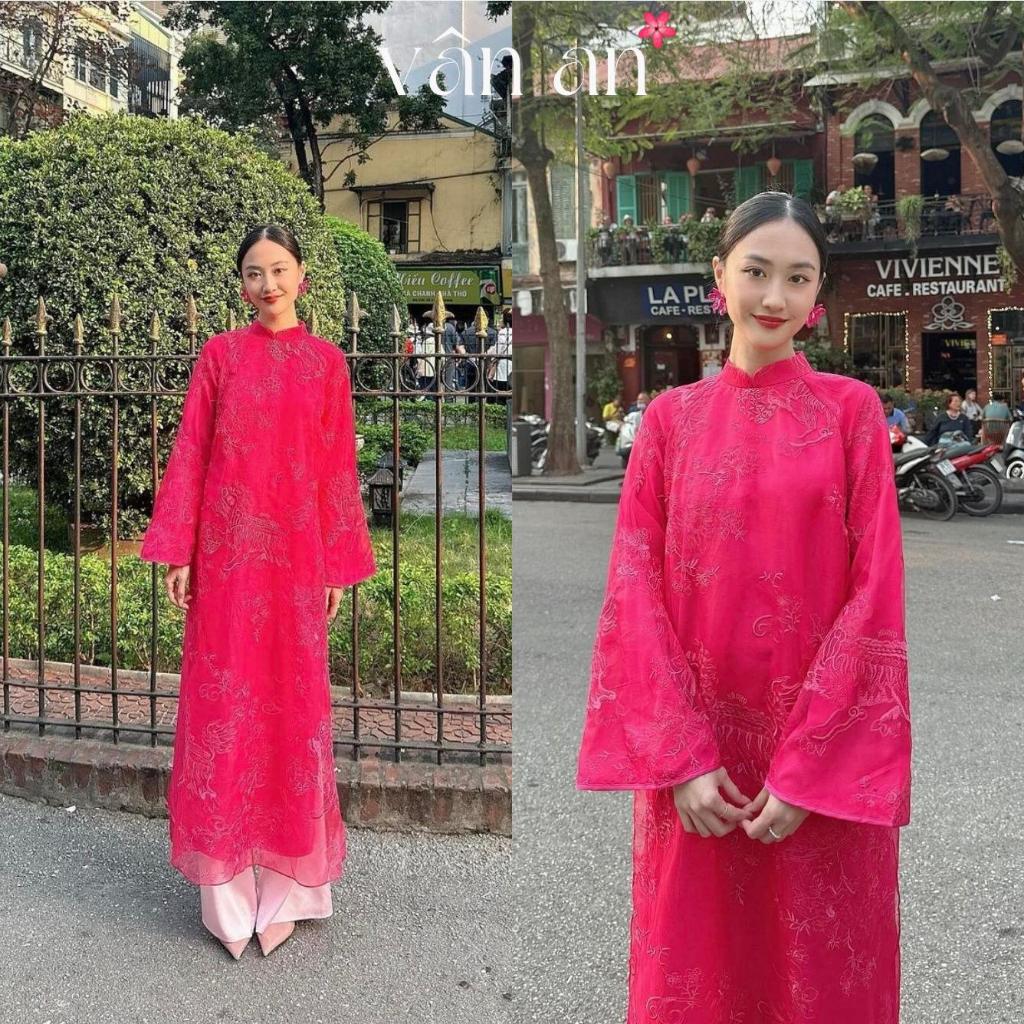 [VAN AN - TET 2026] BICH SU Ao Dai - Straight Fit, Long Sleeves - High Quality Oganza Silk Material with Unicorn Embroidered Pattern - (AVAILABLE)