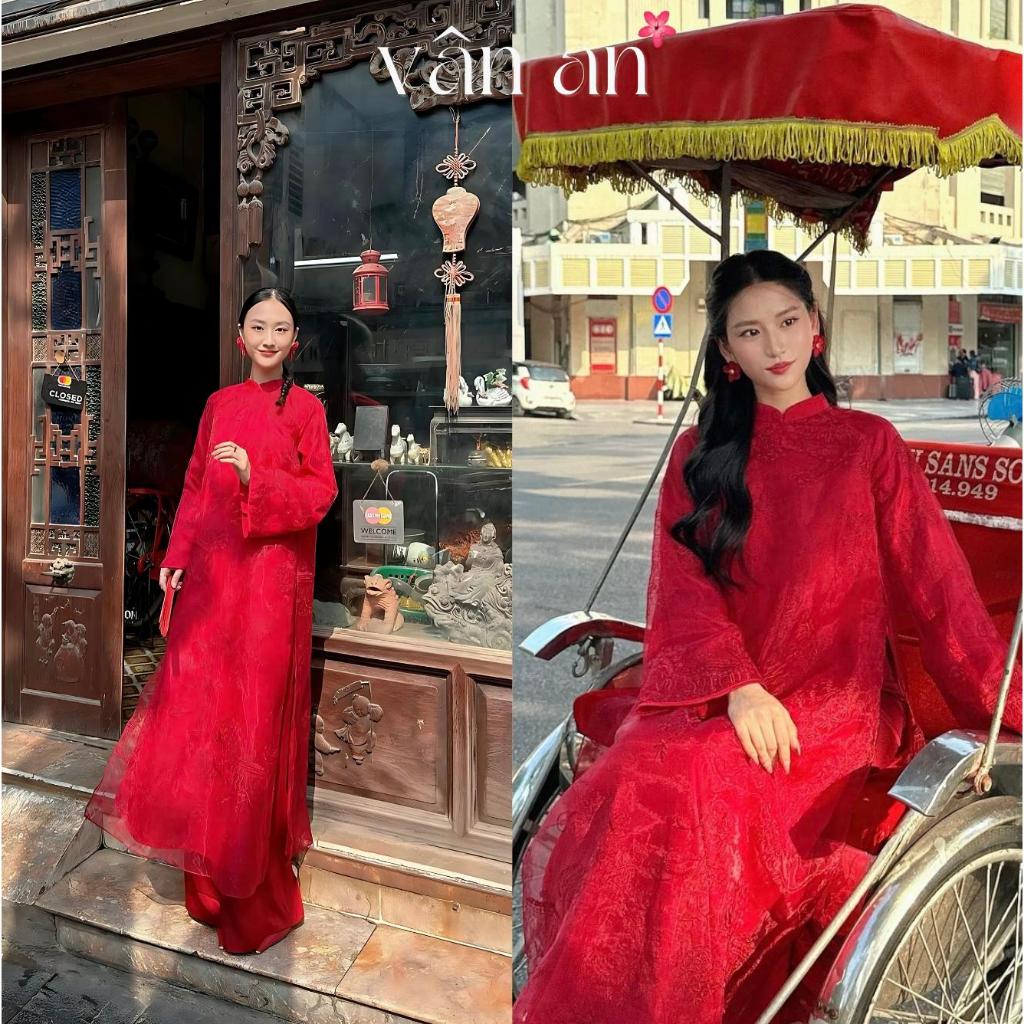 [VAN AN - TET 2026] BICH SU Ao Dai - Straight Fit, Long Sleeves - High Quality Oganza Silk Material with Unicorn Embroidered Pattern - (AVAILABLE)