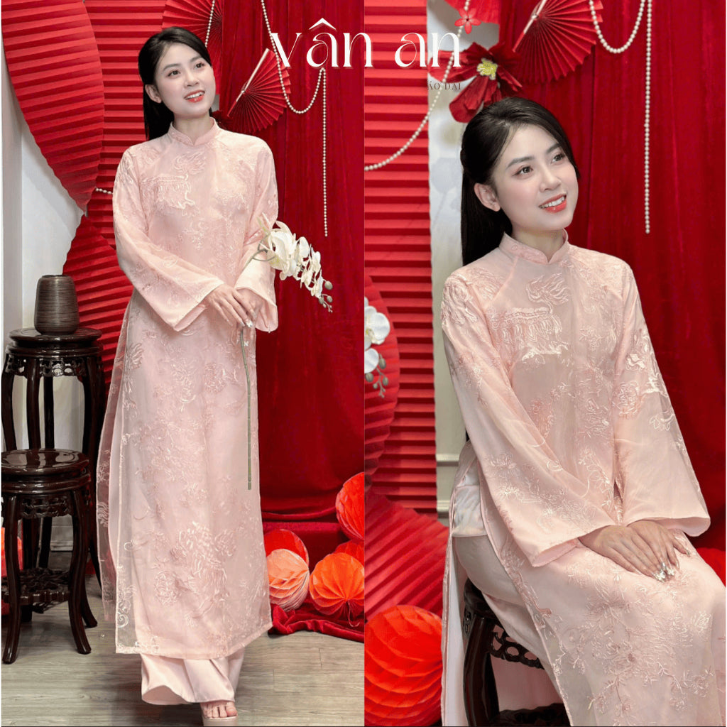 [VAN AN - TET 2026] BICH SU Ao Dai - Straight Fit, Long Sleeves - High Quality Oganza Silk Material with Unicorn Embroidered Pattern - (AVAILABLE)