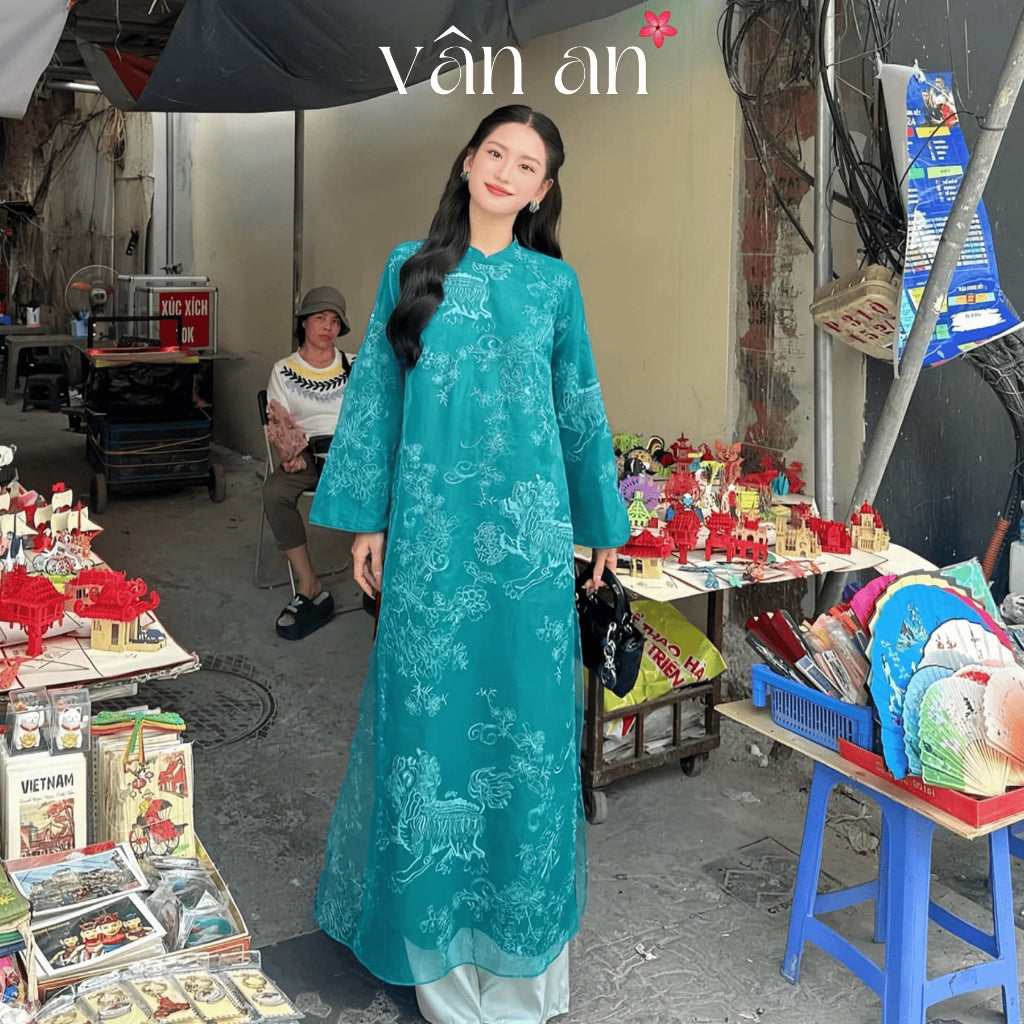 [VAN AN - TET 2026] BICH SU Ao Dai - Straight Fit, Long Sleeves - High Quality Oganza Silk Material with Unicorn Embroidered Pattern - (AVAILABLE)