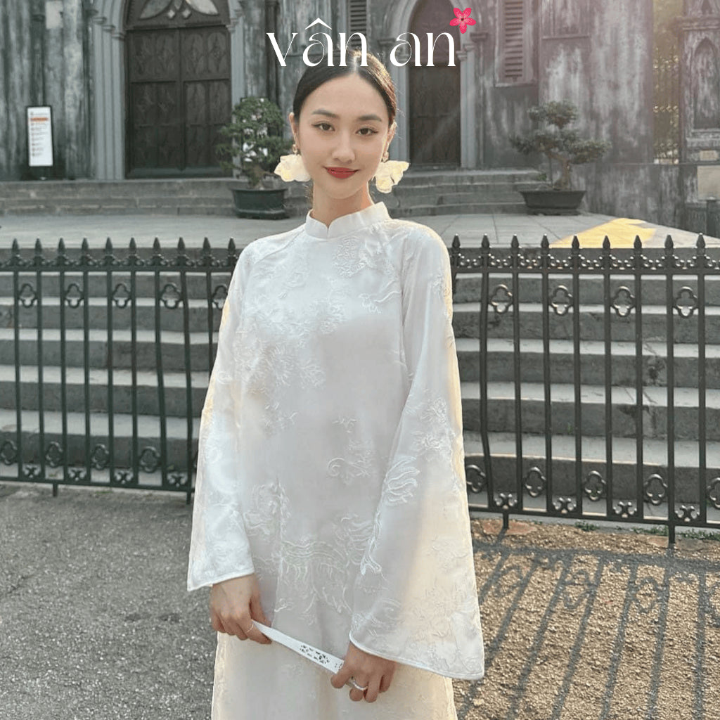 [VAN AN - TET 2026] BICH SU Ao Dai - Straight Fit, Long Sleeves - High Quality Oganza Silk Material with Unicorn Embroidered Pattern - (AVAILABLE)