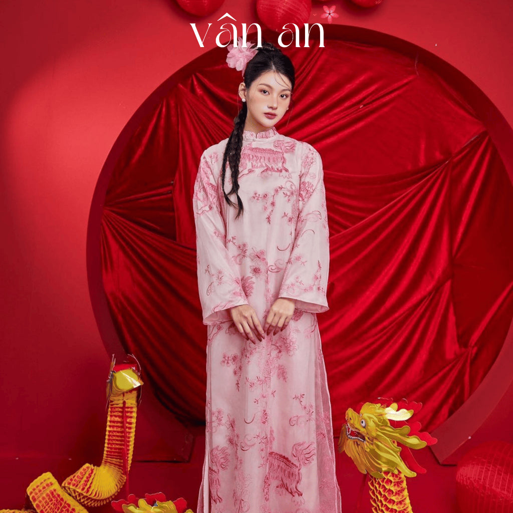 [VAN AN - TET 2026] BICH SU Ao Dai - Straight Fit, Long Sleeves - High Quality Oganza Silk Material with Unicorn Embroidered Pattern - (AVAILABLE)