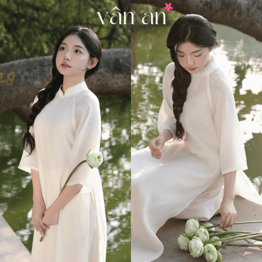 [VAN AN - TET 2026] NHA TRUC Ao Dai - 4-panel Straight Design - Crepe Silk Material with High-Quality Embossed Floral Pattern - (AVAILABLE)
