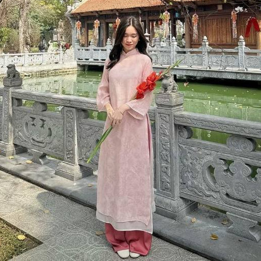 [VAN AN - TET 2026] NHA TRUC Ao Dai - 4-panel Straight Design - Crepe Silk Material with High-Quality Embossed Floral Pattern - (AVAILABLE)