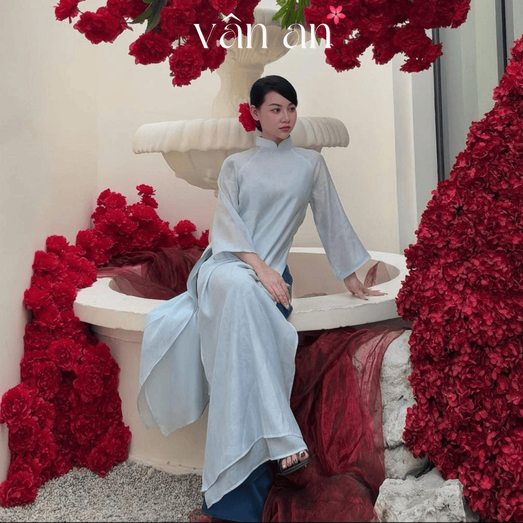 [VAN AN - TET 2026] NHA TRUC Ao Dai - 4-panel Straight Design - Crepe Silk Material with High-Quality Embossed Floral Pattern - (AVAILABLE)