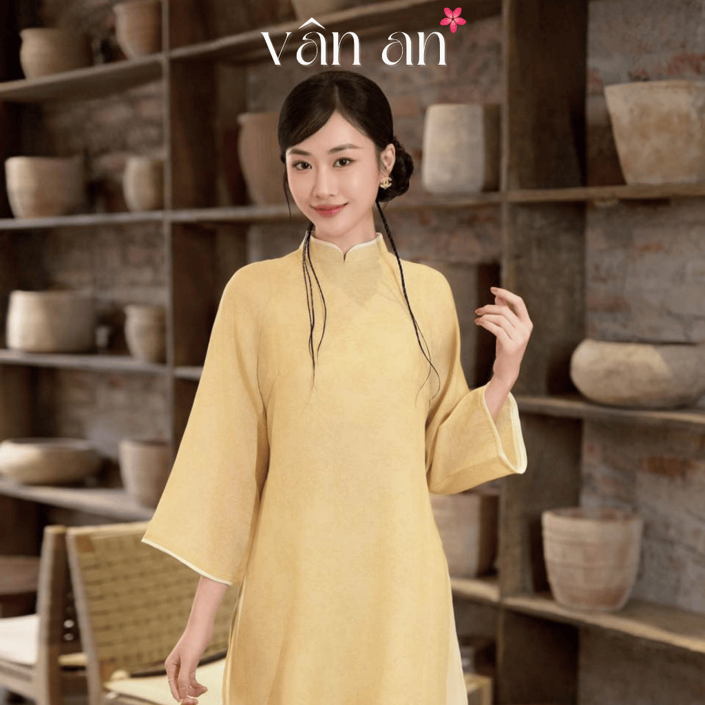 [VAN AN - TET 2026] NHA TRUC Ao Dai - 4-panel Straight Design - Crepe Silk Material with High-Quality Embossed Floral Pattern - (AVAILABLE)