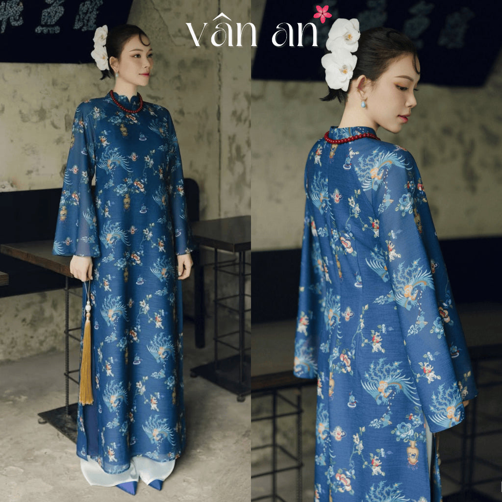 [VAN AN - TET 2026] CHAU DIEP Ao Dai - Long Style, Long Sleeves With 4-Panel Design - Premium Silk Material With High-Quality Printed Patterns