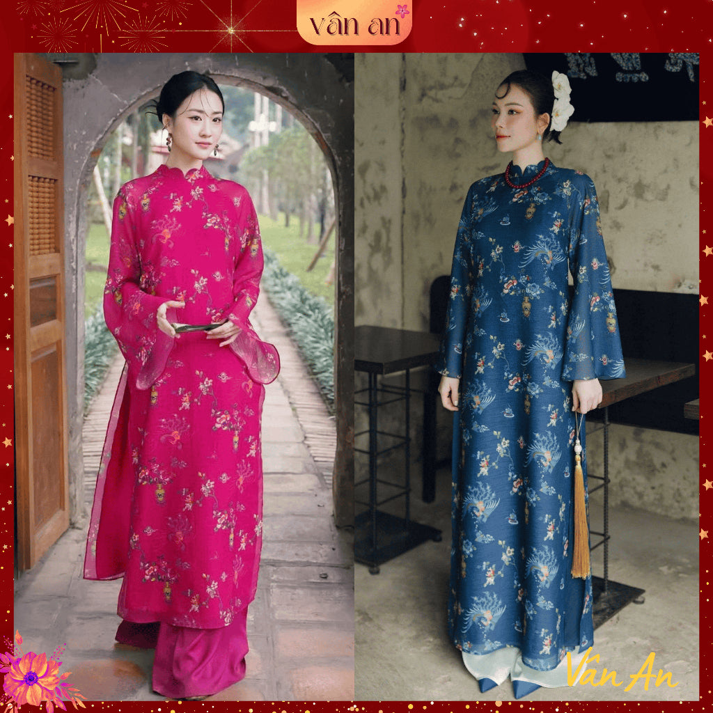 [VAN AN - TET 2026] CHAU DIEP Ao Dai - Long Style, Long Sleeves With 4-Panel Design - Premium Silk Material With High-Quality Printed Patterns