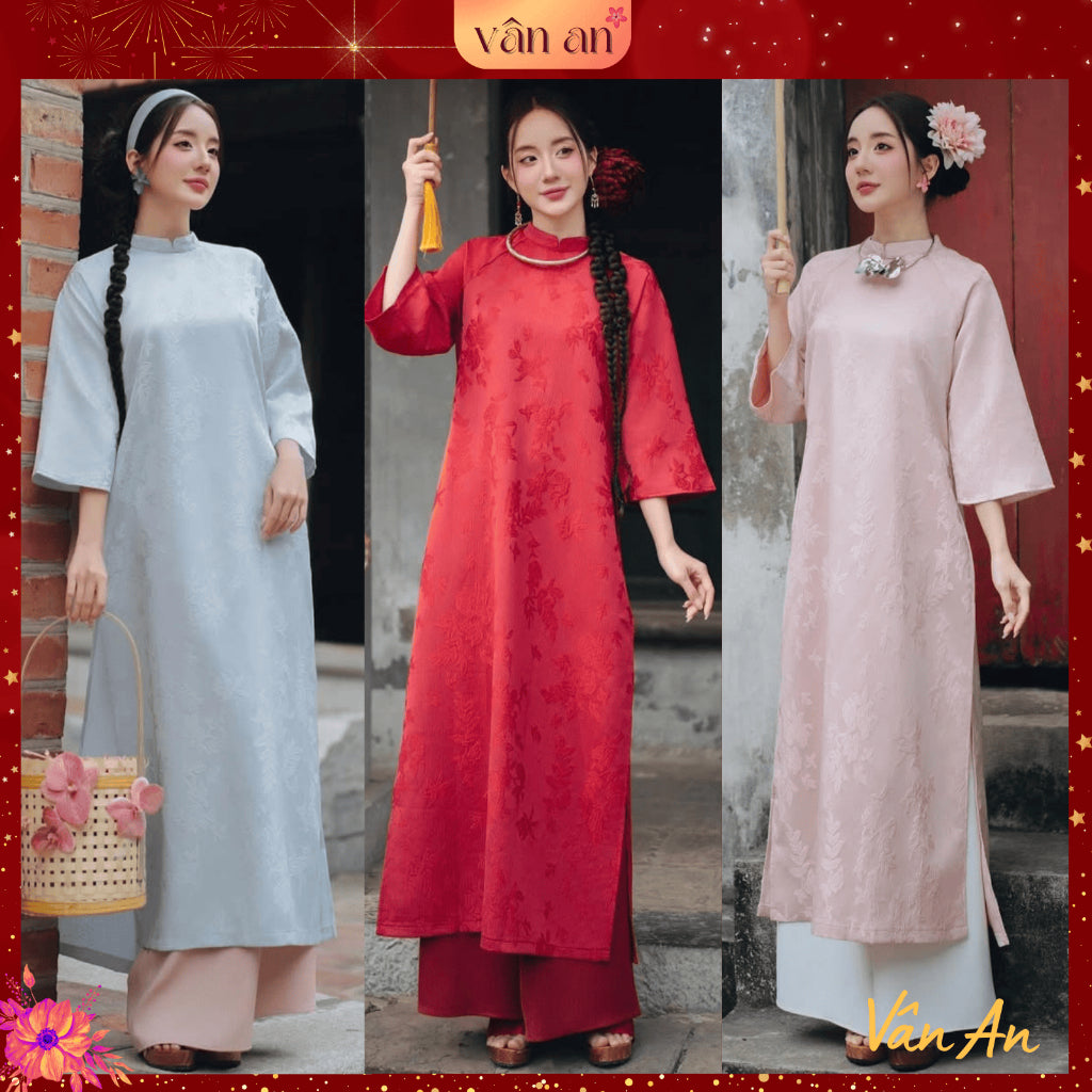 [VAN AN - TET 2026] XUAN LAM Ao Dai - Straight-cut 2-panel design, High-quality Woven Floral Chau Sa Brocade - (AVAILABLE)
