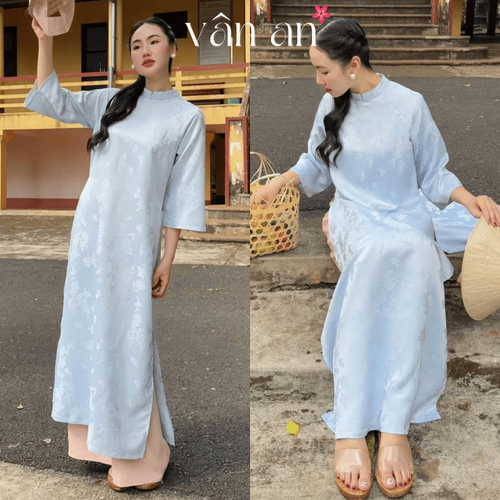 [VAN AN - TET 2026] XUAN LAM Ao Dai - Straight-cut 2-panel design, High-quality Woven Floral Chau Sa Brocade - (AVAILABLE)