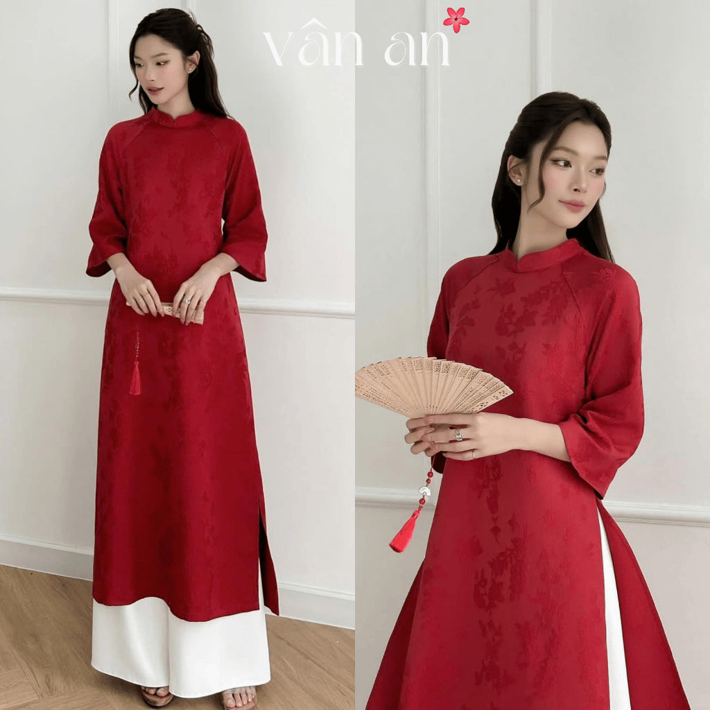 [VAN AN - TET 2026] XUAN LAM Ao Dai - Straight-cut 2-panel design, High-quality Woven Floral Chau Sa Brocade - (AVAILABLE)