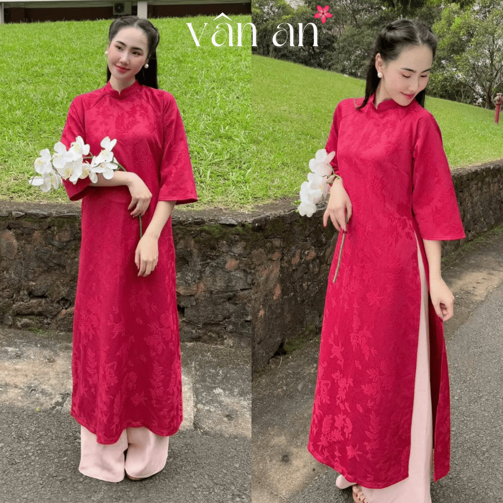 [VAN AN - TET 2026] XUAN LAM Ao Dai - Straight-cut 2-panel design, High-quality Woven Floral Chau Sa Brocade - (AVAILABLE)