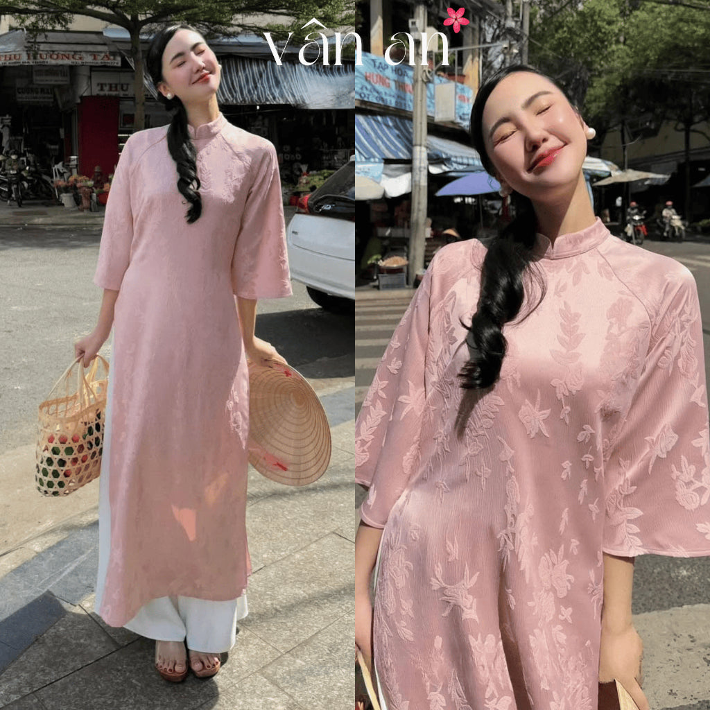 [VAN AN - TET 2026] XUAN LAM Ao Dai - Straight-cut 2-panel design, High-quality Woven Floral Chau Sa Brocade - (AVAILABLE)