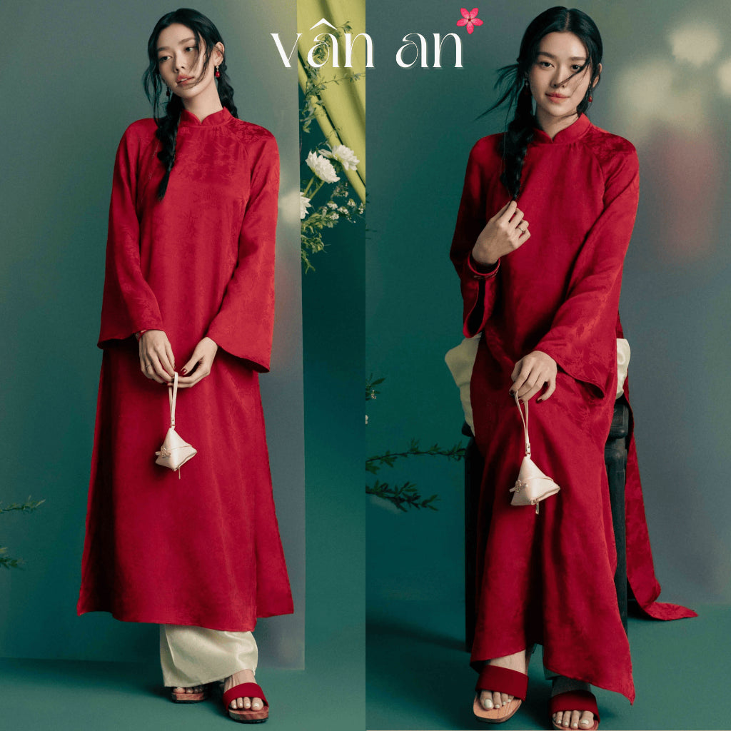 [VAN AN - TET 2026] CHAU VU Ao Dai - Long Design, Long Sleeves - High Quality Woven Chunky Brocade Material - (AVAILABLE)