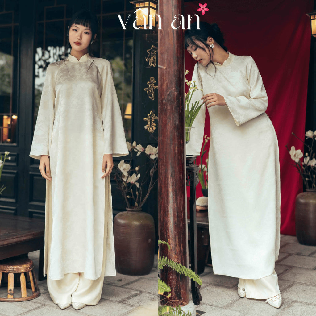 [VAN AN - TET 2026] CHAU VU Ao Dai - Long Design, Long Sleeves - High Quality Woven Chunky Brocade Material - (AVAILABLE)