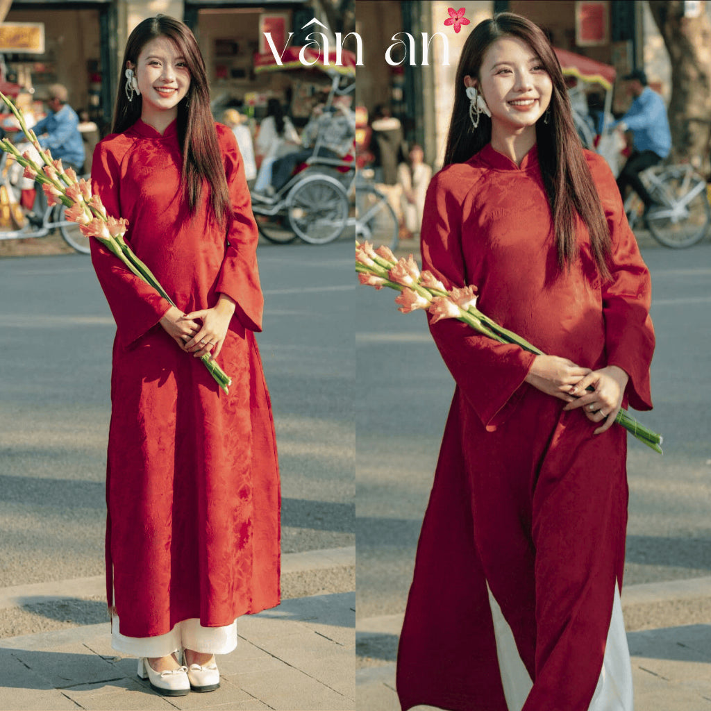 [VAN AN - TET 2026] CHAU VU Ao Dai - Long Design, Long Sleeves - High Quality Woven Chunky Brocade Material - (AVAILABLE)