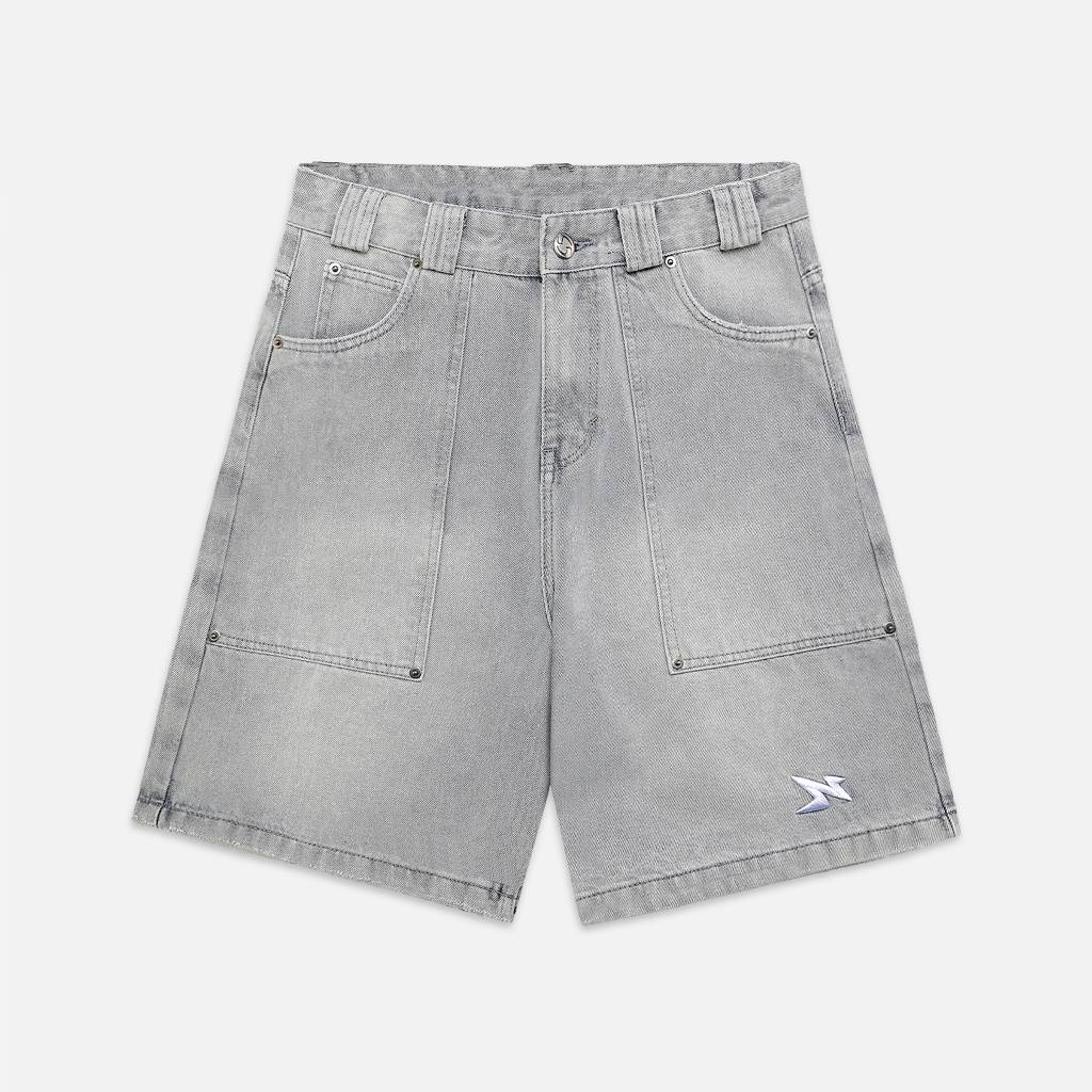 NEEDS OF WISDOM Wide Fit Denim Shorts - Washed Gray - Genuine Local Brand
