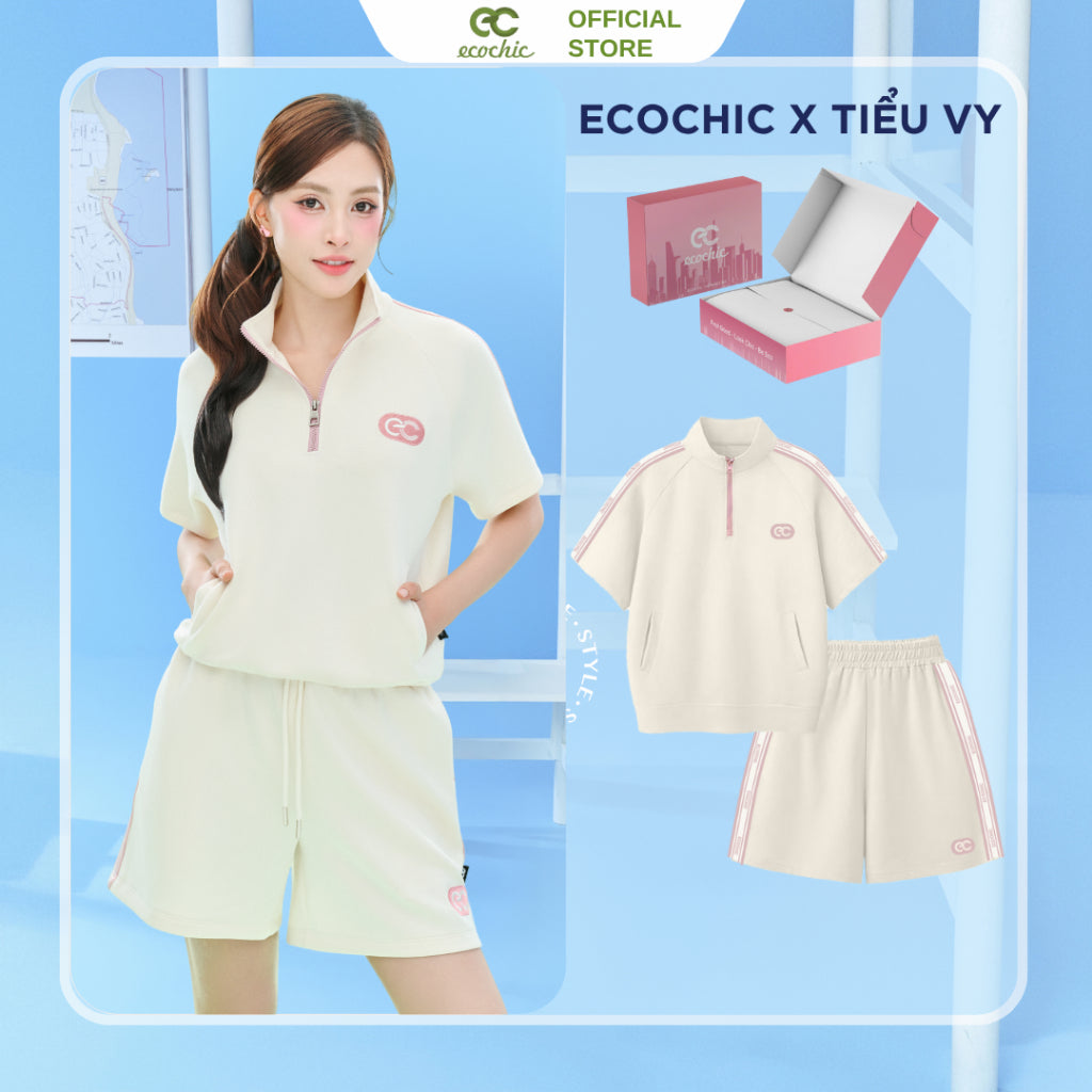 DEAL BLACK FRIDAY Set Bộ Cộc ECOCHIC URBAN BLOOM Áo Phông Crop Quần Đùi Chính Hãng ECO ON THE GO B155