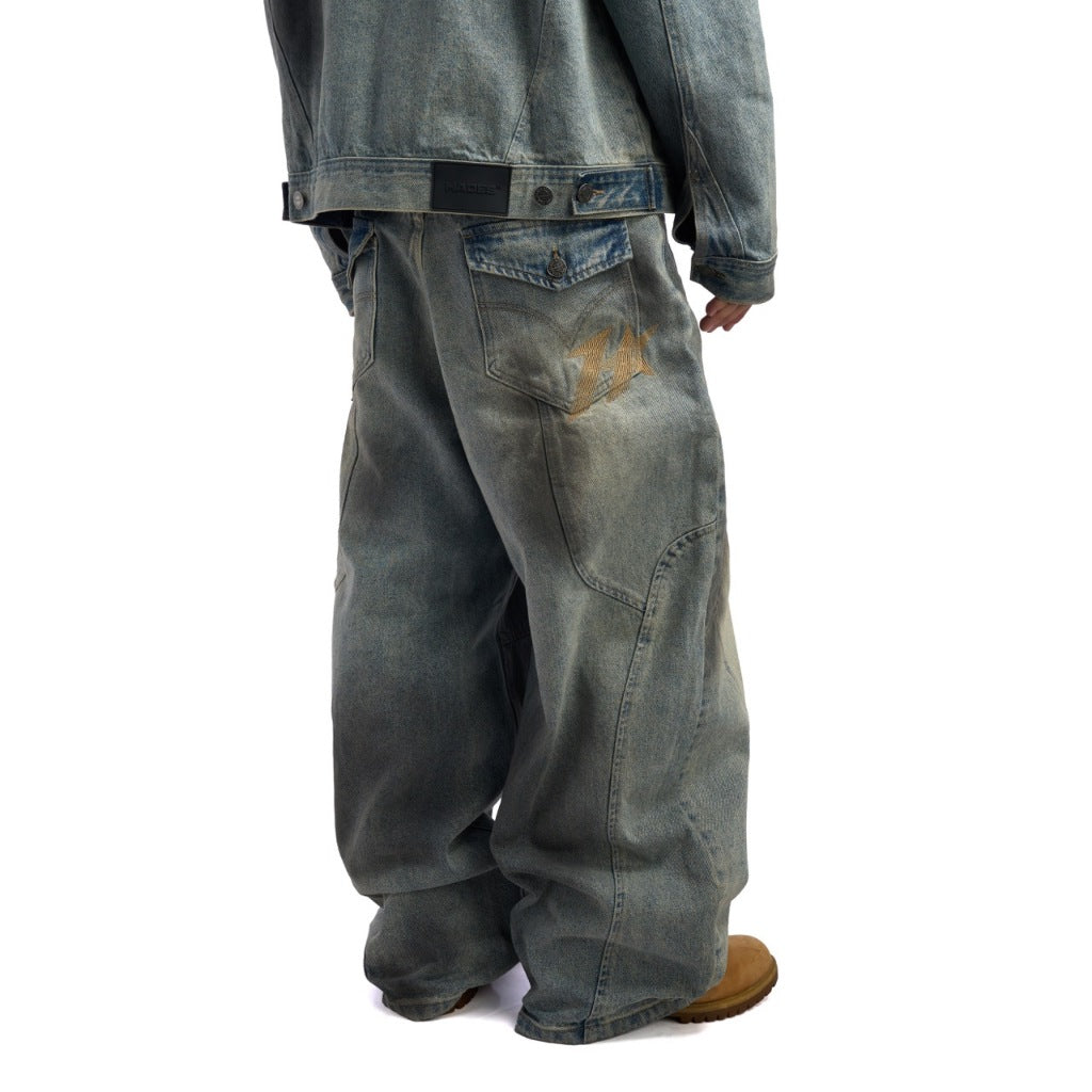 HADES ASTRAL DENIM PANTS - Wide Leg Denim Tie-dye Pants - HADES