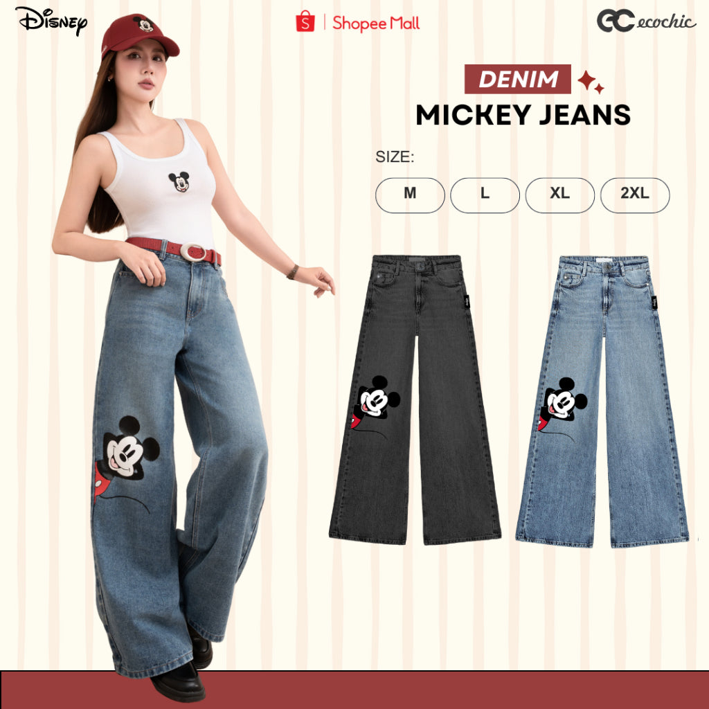 Quần Jeans ECOCHIC MICKEY Quần Bò Denim Dài Nam Nữ Cao Cấp Hàng Chính Hãng Bản Quyền Disney JD01