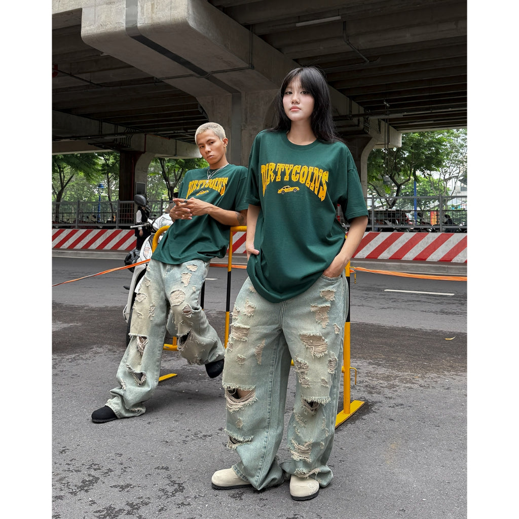 Dirtycoins Western Logo Print Green T-Shirt