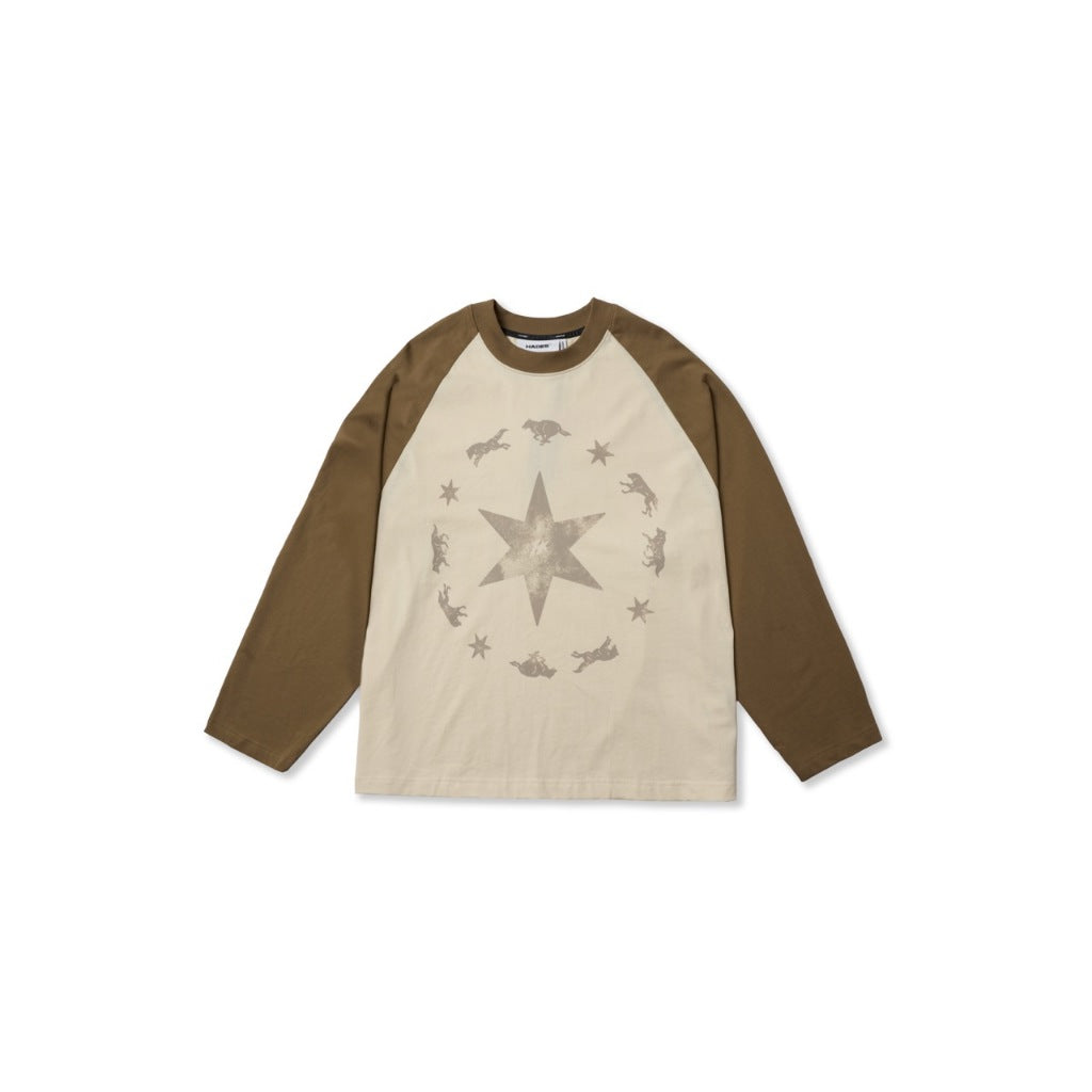 HADES WOLFPACK RAGLAN - BROWN - Genuine HADES Brand Unisex cotton long-sleeved shirt